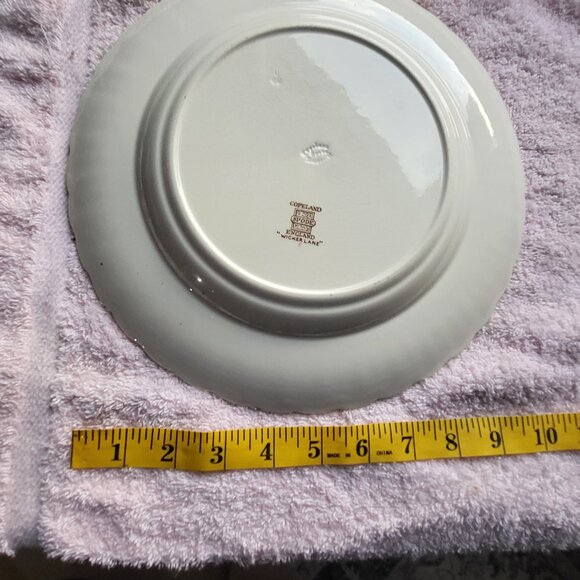 SPODE COPELAND CHINA DINNER PLATE BASKET WEAVE WICKER LANE MADE IN ENGLAND - Picture 4 of 4